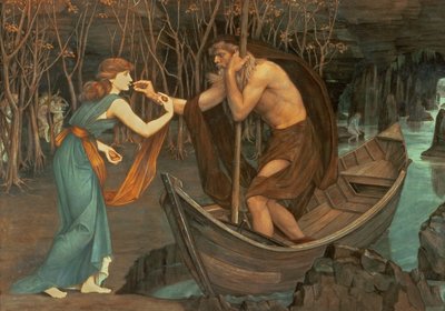 Charon en Psyche door John Roddam Spencer Stanhope
